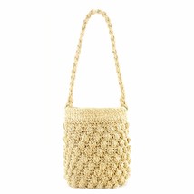 For women handmade drawstring beach shoulder bags raffia rattan woven handbags vacation thumb200