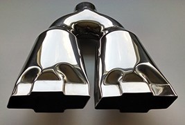 Exhaust Tip 2.25 Inlet 10.00 Inch Wide 4.75 outlet Dual Bowtie Polished Stainles - £61.12 GBP