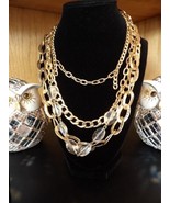Fashion Jewlery Necklace Gold Toned Multiple Chain, Plastic Beads - £6.66 GBP