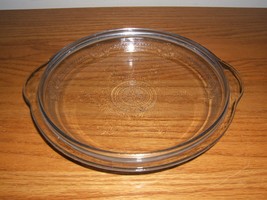 DEPRESSION PHILBE SAPPHIRE BLUE FIRE KING GLASS PIE PLATE DISH w/HANDLES - $24.70