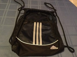 Adidas cinch sack backpack navy striped blue Alliance II book bag Size 1... - $12.29