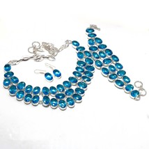 London Blue Topaz Oval Shape Handmade Fashion Necklace Set Jewelry SA 4769 - £23.59 GBP