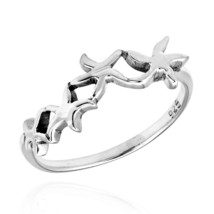 Beach Tropical Hawaiian Linked Starfish .925 Sterling Silver Ring-6 - £13.44 GBP