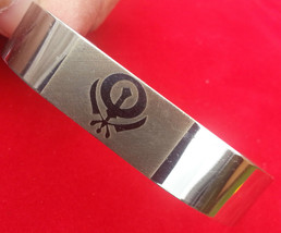 Unisex stainless steel laser engraved khanda clip on sikh kara - adjusta... - £7.50 GBP