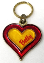 Art Deco Heart Keychain Romantic Betty Plastic 1970s Vintage - $11.35