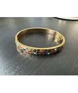 High Polish Gold And Multi Gem Stones Bracelet Bangle Open Cuff As In Pi... - $579.83 MXN
