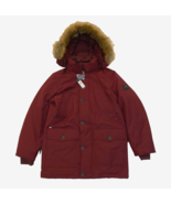 New Tommy Hilfiger Men&#39;s Tommy Adaptive Hooded Heavy Parka Maroon Medium - $256.13 CAD