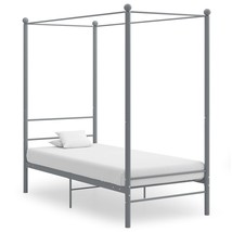 Canopy Bed Frame Grey Metal 90x200 cm - £60.93 GBP