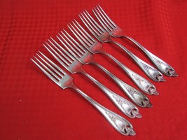 6 - 1847 Rogers Bros OLD COLONY Silver Plate Dinner Luncheon Forks Desig... - £27.59 GBP