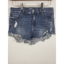 Eunina Lulu High Rise Cut Off Shortie Shorts Small Womens Raw Hem Distressed - £13.15 GBP