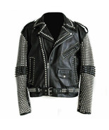 New Handmade Black Color Women&#39;s Silver Studded Leather Jacket - £251.05 GBP