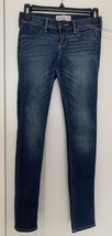 abercrombie kids distressed jeans 16 slim EUC indigo with gold thread Low Rise - £11.67 GBP