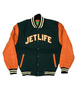 Green Wool Body with Orange Leather Varsity Jacket  - €111,31 EUR+