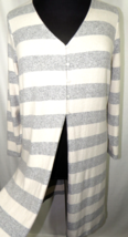 Lane Bryant Women&#39;s Gray White Striped Duster Sweater Cardigan Plus Size 14-16 - £11.79 GBP