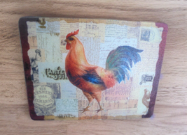 French Country Rooster Counter Art Glass Cutting Board Trivet Counter Saver Farm - £8.79 GBP