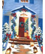 Fabric RJR Panel &quot;Good Tidings&quot; Christmas Tree Welcome Door Snowman $5/P... - $91.72 MXN