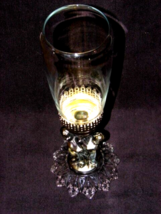 VTG Hollywood Regency Brass Cherubs Glass Hurricane Candlestick Holder Lamp 16&quot; - £23.67 GBP