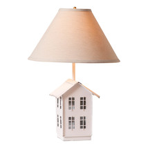 Irvins Country Tinware House Lamp in Rustic White with  Linen Shade - £93.92 GBP