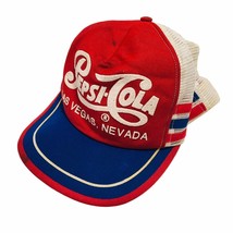 Pepsi Cola Soda Pop 3-Stripe Hat Snapback Trucker Rare Las Vegas NV Made in USA - £151.68 GBP