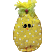 VTG Handmade Burlap Feathers Ribbon Easter Chick Door Wall Decoration 20... - $19.11