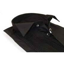 Men CEREMONIA Tuxedo Shirt 100% Cotton Turkey #CVS 15 ATP Black Wing Tip Pleated image 3