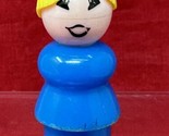 Fisher Price Blue Dress Blond Hair Mom Little People Plastic Vintage Figure - $6.92