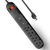 Power Strip With Usb C, Mountable Flat Plug Extension Cord With 4 Widely Spaced  - £33.93 GBP