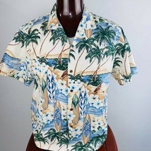 KY&#39;S Mens XL Tropical Hawaiian Button Down Shirt Palms Surfboards Theme - £17.64 GBP