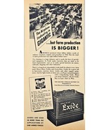 WWII-1944 Vintage Print Ad-EXIDE BATTERIES-Farms-Airplane Industry-Elect... - $16.32 CAD