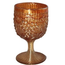 Imperial Carnival Glass Grape and Leaf Star Base Marigold Orange Pressed... - £38.77 GBP