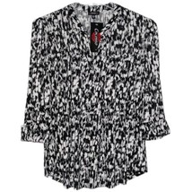 NWT Cocomo Size XL Black &amp; White Studded Geo Print Pintuck 3/4 Sleeve Top - £27.90 GBP