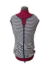 Vince Camuto Top Multicolor Women Keyhole Neck Size Medium Striped Ruched - £30.93 GBP