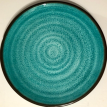 MELAMINE Turquoise Brown Trim Swirl Circles Retired Replacement Dinner Plate 11&quot; - £8.46 GBP