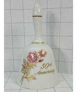 Anniversary Collector Bell &quot;50TH ANNIVERSERY&quot; Gold with Red Roses  #74 - $5.95