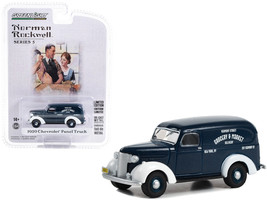 1939 Chevrolet Panel Truck Dark Blue w White Fenders Grocery &amp; Market Delivery N - £14.66 GBP