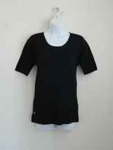 NWT LACOSTE Black Wool Cashmere SS Round Neck Cable Knit Sweater Top 46/14 - £43.74 GBP