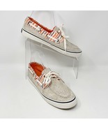 Sperry Top Sider Womens Tan &amp; Peach Canvas Lace up Boat Shoes, Size 8.5 - $530.00 MXN