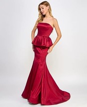 B Darlin Juniors&#39; Peplum Strapless Gown Ruby Red Size 13/14 $139 - £46.20 GBP