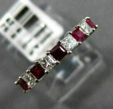 2Ct Princess Simulated  Ruby &amp; Diamond Engagement Band Ring 14k White Gold Over - £66.24 GBP