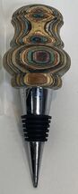 Handmade Wood Wooden Bottle Wine Stopper Colorful Rainbow Swirls Hand Pa... - $14.00