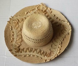 Women Natural Straw Summer Hat Size 54 cm ( S ) 6-3/4 Handmade Guatemala  - £19.31 GBP