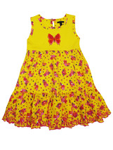 Baby girls IKKS Pure yellow Cotton Floral Embellished Tunic Dress Age 2 to 5 yrs - £9.61 GBP+