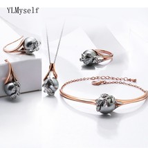 Christmas Gift For Mom Big Sale Fashion Necklace Bangle Earrings Ring Rose Gold  - £73.50 GBP