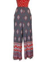 Vintage Diaper Pants  Border Print Polyester Red Blue Boho 1970S Medium - £23.76 GBP