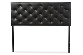 Leena Black Faux Leather Upholstered Button-tufted Queen Size Headboard - $2,609.17 MXN