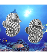 5 Silver Seahorse Shank Sewing Buttons Steel Metal Beads Art Supplies 23... - $12.19