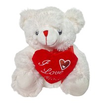 Valentines Day White Teddy Bear Plush Red Heart I love You Stuffed Animal 11.5&quot; - £21.79 GBP