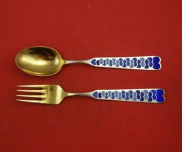 Christmas by A. Michelsen Sterling Silver Fork and Spoon Set 2pc 1944 Vermeil - £283.44 GBP