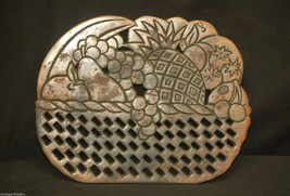 Vintage Cast Iron Copper Tone Fruit Basket Metal Trivet Wall Hanger Hima... - $16.82