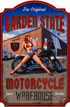 XL Garden State Motorcycle Laser Cut Greg Hildebrandt Pin Up Metal Sign - $129.00